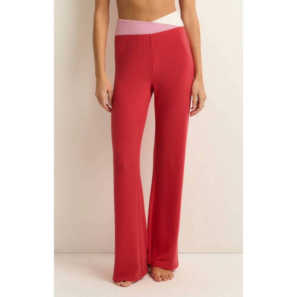 NEW Z SUPPLY cross over flare pant in candy red
